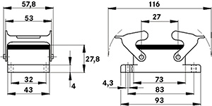 OBUDOWA GNIAZDA PULPITOWA (dwie klamry) EPIC H-B 10 AG - 10032000 - KP LAPP