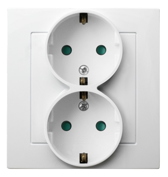 GNIAZDO PODWÓJNE SCHUKO BIAŁY AS - GP-2GSP/00 - OSPEL