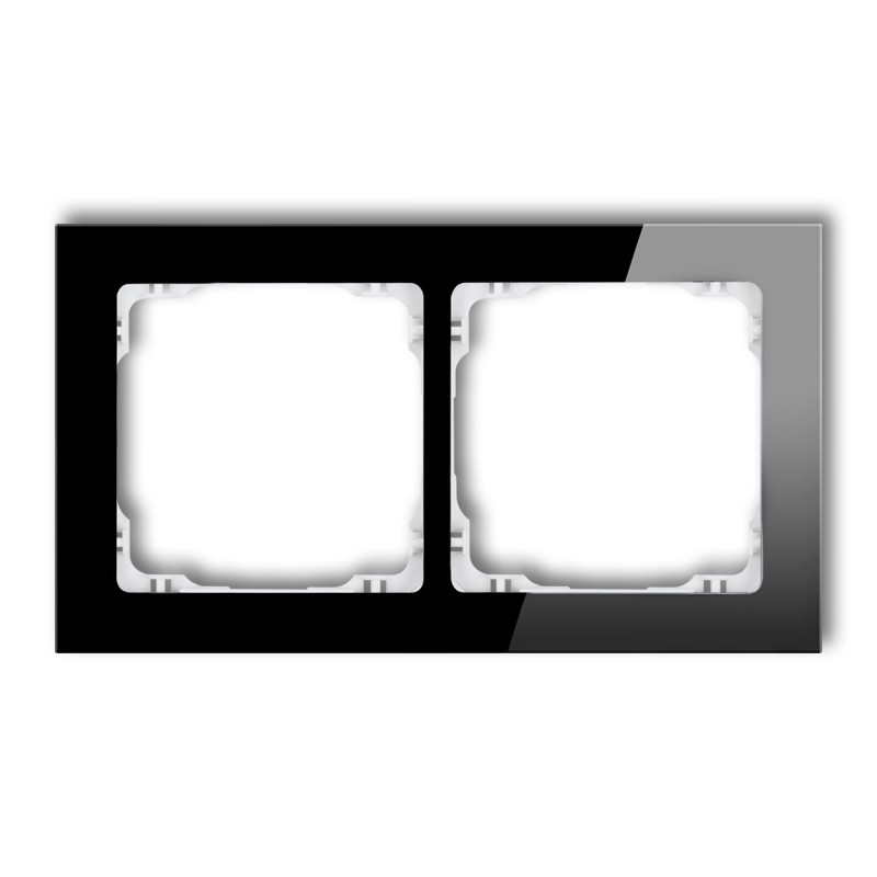 DECO Ramka uniwersalna 2-krotna - efekt szkła (ramka: czarna; spód: biały) - 12-0-DRS-2 - KARLIK