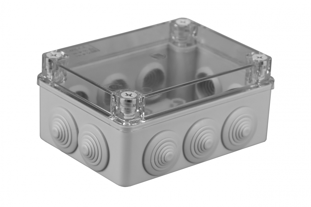 PUSZKA INSTALACYJNA N/T SZARA 150 X 110 X 70, 10 DŁAWIKÓW, IP 55 - S-BOX 306-P - PAWBOL