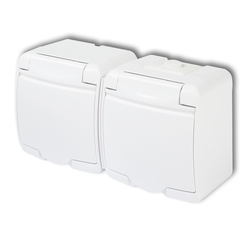 GNIAZDO PODW. Z/U SCHUKO BIAŁY (KLAPKA BIAŁA) IP44 16A 250V - GHE-2s - KARLIK