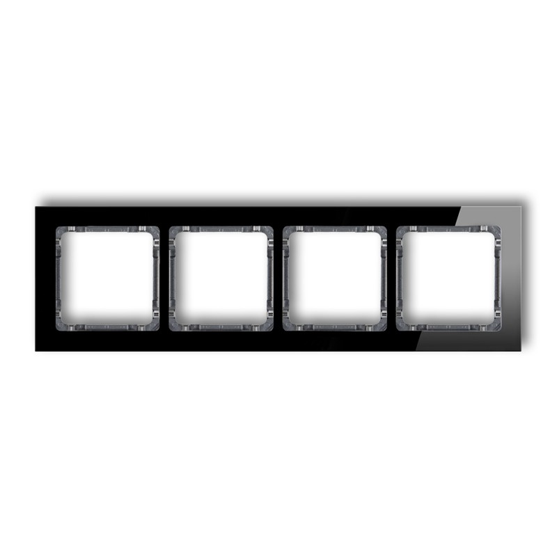 Ramka uniwersalna 4-krotna - efekt szkła (ramka: czarna; spód: grafitowy) - 12-11-DRS-4 - KARLIK