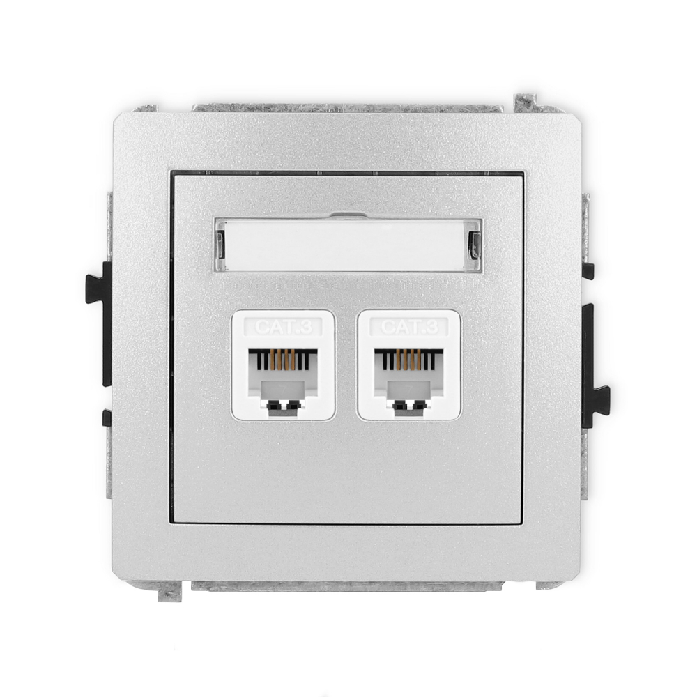 DECO METALIC GNIAZDO TELEF.PODW.2XRJ11 7DGT-2 SREBRNY - 7DGT-2 - KARLIK