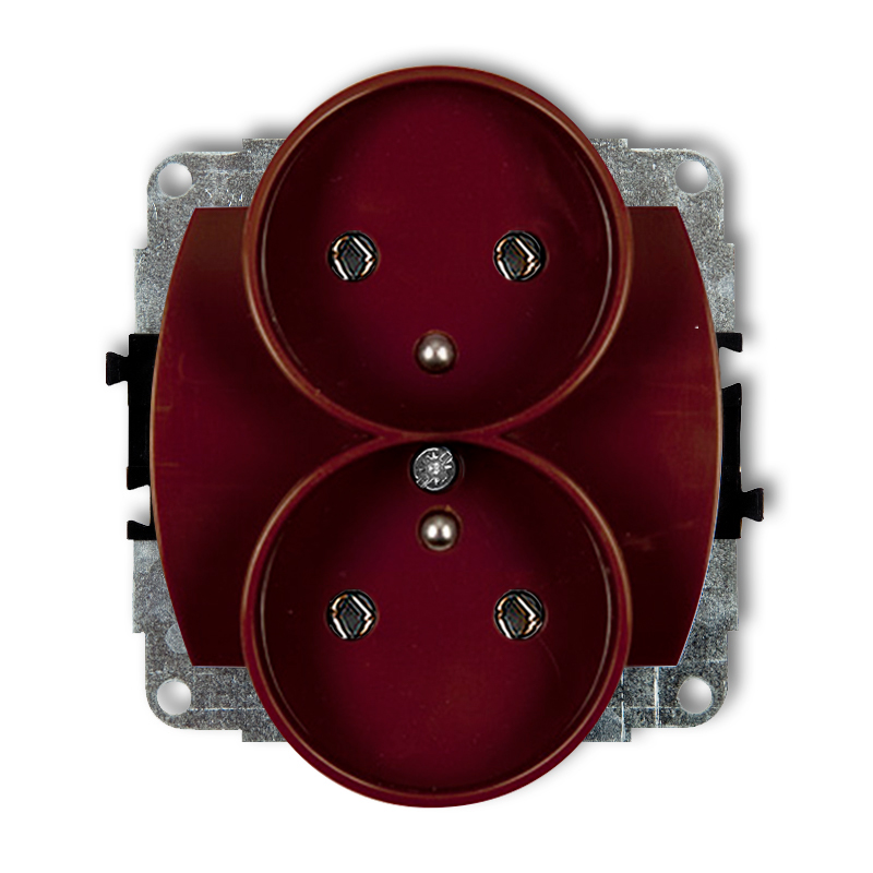 TREND: Mechanizm gniazda podwójnego do ramki z uziemieniem 2x2P+Z brązowy - 4GPR-2z - KARLIK