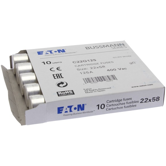 WKŁADKA BEZPIECZNIKOWA 22X58MM 125A 400VAC GL/GG ZWŁOCZNA IEC BUSSMANN - C22G125 - EATON