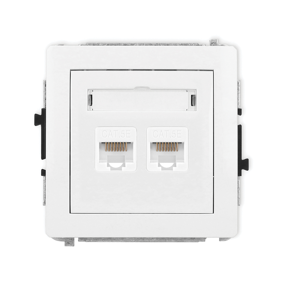 Mechanizm gniazda komputerowego podwójnego 2xRJ45, kat. 5e, 8-stykowy biały DECO - DGK-2 - KARLIK
