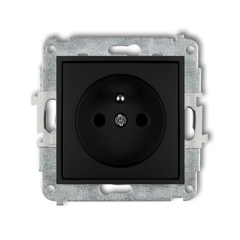 GNIAZDO POJEDYŃCZE Z UZIEMIENIEM Z PRZESŁONAMI 2P+Z IP 20, 16A 250V~ CZARNY MAT MINI - 12MGP-1zp - KARLIK