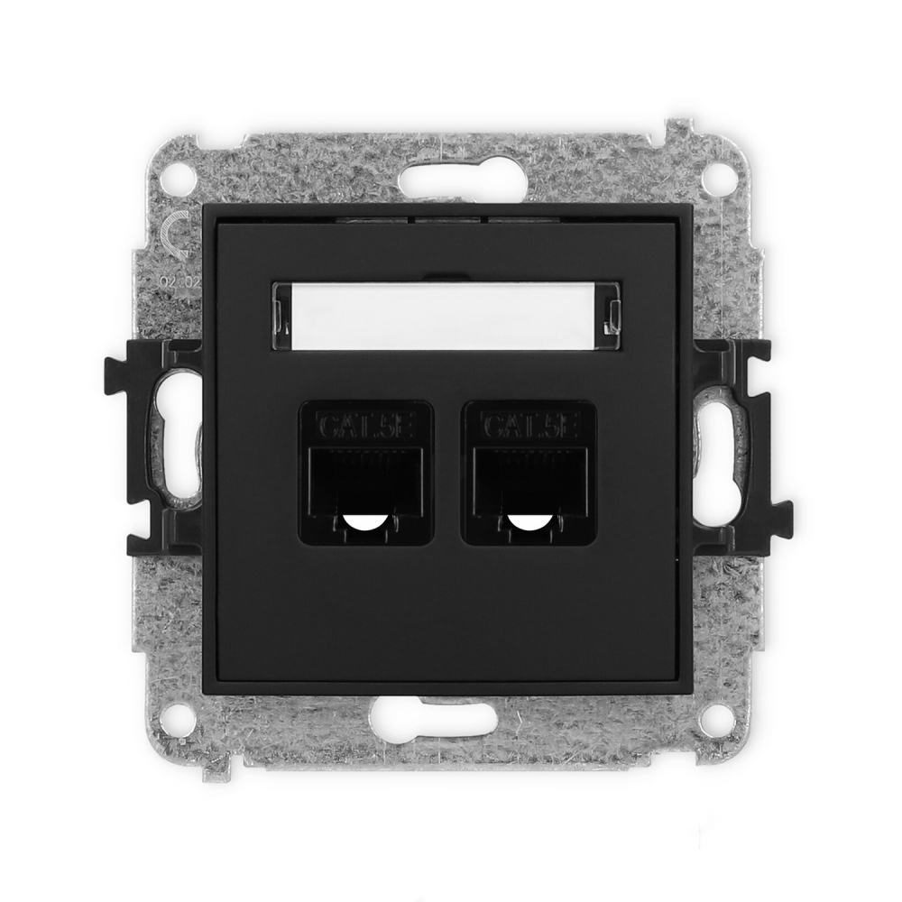 MECHANIZM GNIAZDA KOMPUTEROWEGO PODWÓJNEGO 2XRJ45, KAT. 5E CZARNY MAT. - 12MGK-2 - KARLIK