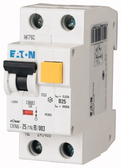WYŁĄCZNIK RÓŻNICOWY Z CZŁONEM NADPRĄDOWYM B 25A/30MA 2 POLOWY TYP AC CKN6 - 241453 - EATON