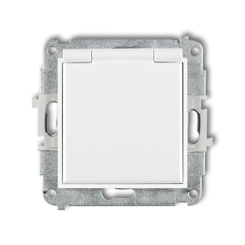 Mechanizm gniazda bryzgoszczelnego 2P+Z SCHUKO(klapka biała)(przesłony torów) - MGPB-1sp - KARLIK