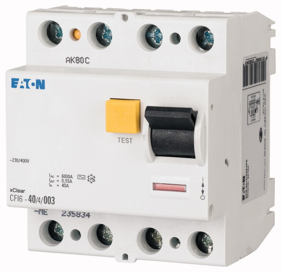 WYŁĄCZNIK RÓŻNICOWY 25A/30MA 4 POLOWY TYP A CFI6 - 235780 - EATON