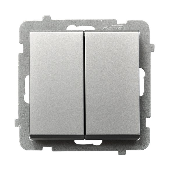 ŁĄCZNIK KRZYŻOWY PODWÓJNY ZACISKI AUTOMATYCZNE 16AX 250V IP20 SREBRO MAT SONATA - ŁP-19R/m/38 - OSPEL
