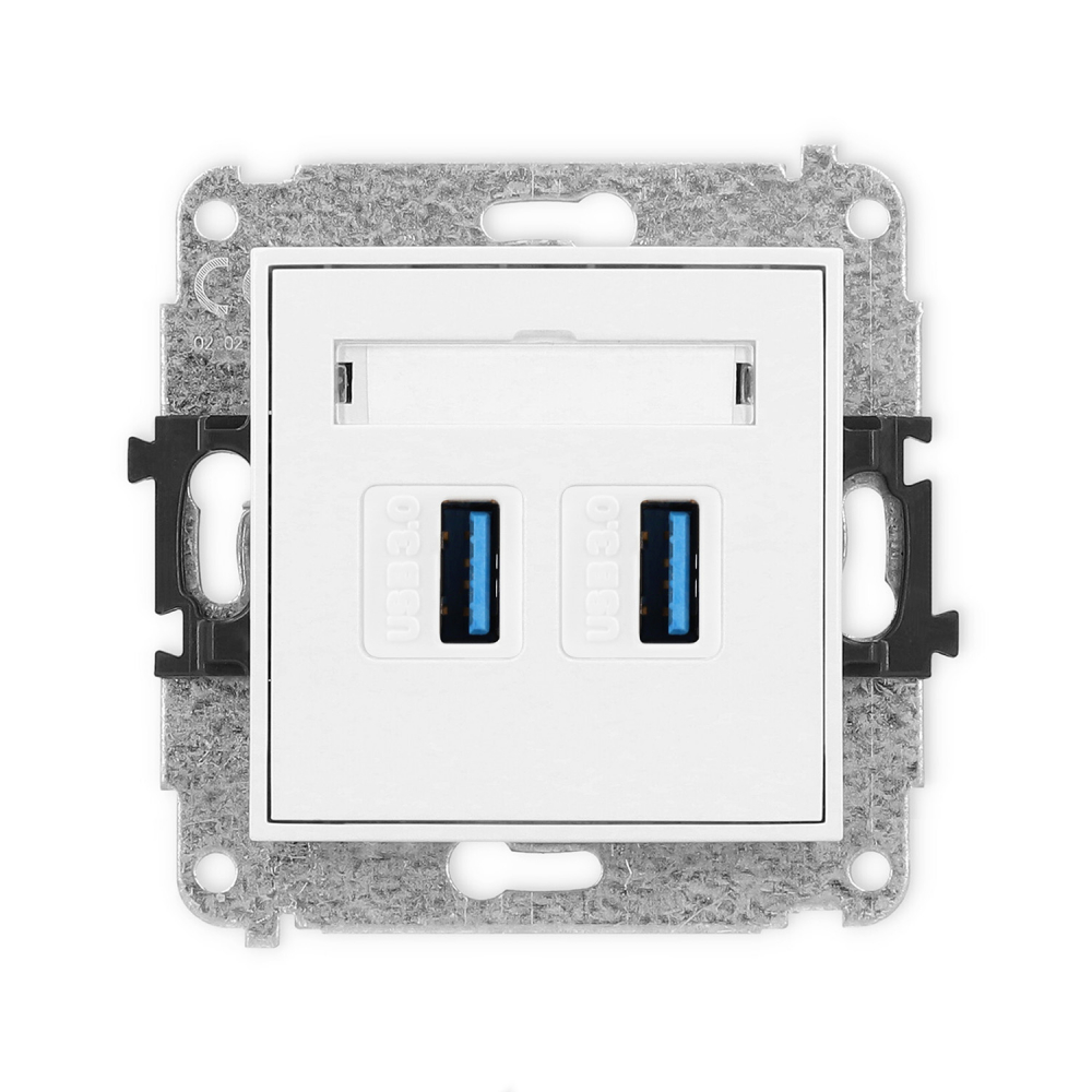Mechanizm gniazda podwójnego 2xUSB A-A 3.0 podtynkowy IP 20 MINI biały - MGUSB-6 - KARLIK