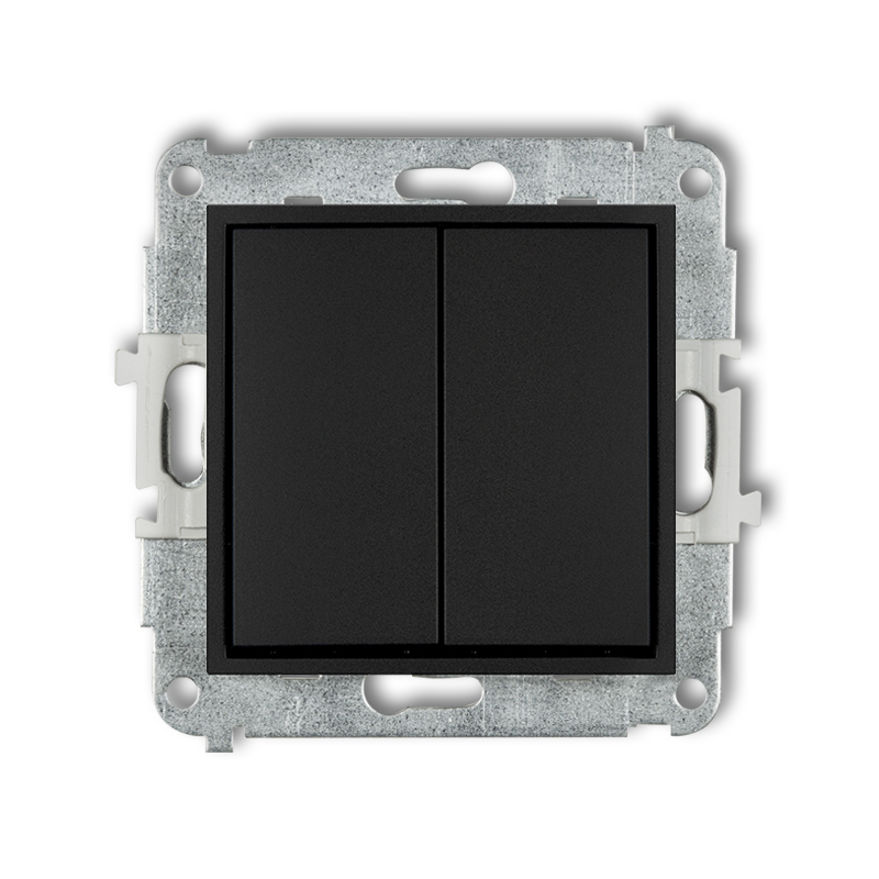ŁĄCZNIK ZWIERNY ŚWIECZNIKOWY BEZ PIKTOGRAMU WSPÓLNE ZASILANIE IP 20 / IP 44, 10AX 250V~ CZARNY MAT MINI - 12MWP-44.1 - KARLIK