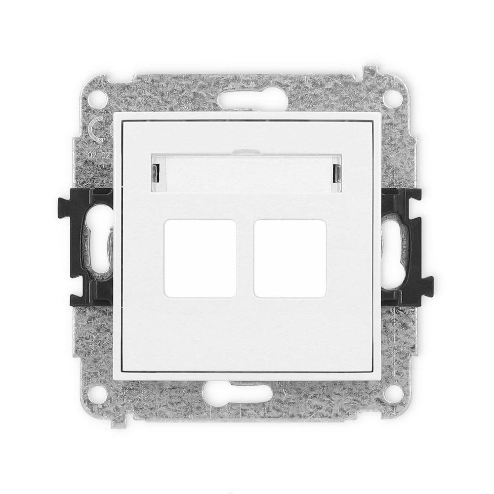 Mechanizm gniazda multimedialnego podwójnego bez modułu (standard Keystone) podtynkowy IP 20 MINI biały - MGM-2P - KARLIK