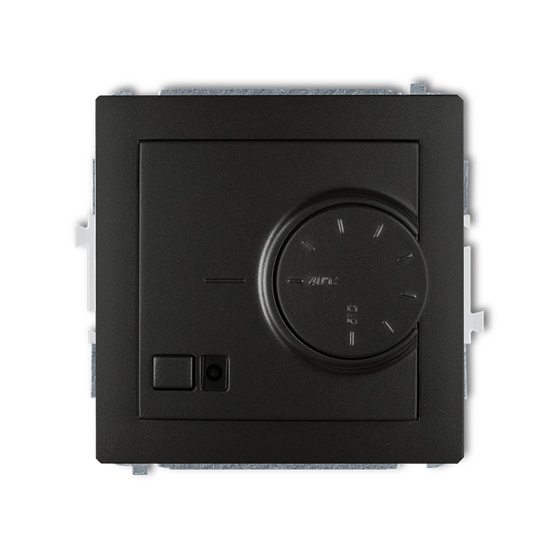 Mechanizm elektronicznego regulatora temperatury z czujnikiem powietrznym podtynkowy IP 20, 230V~ 50Hz; 3200W DECO czarny mat - 12DRT-2 - KARLIK
