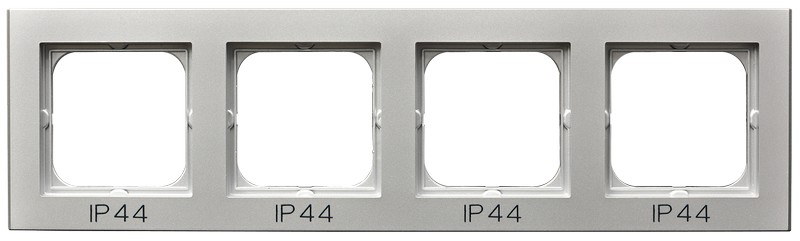Ramka poczwórna do łączników IP-44 Tworzywo poliwęglan SREBRO MAT SONATA - RH-4R/38 - OSPEL