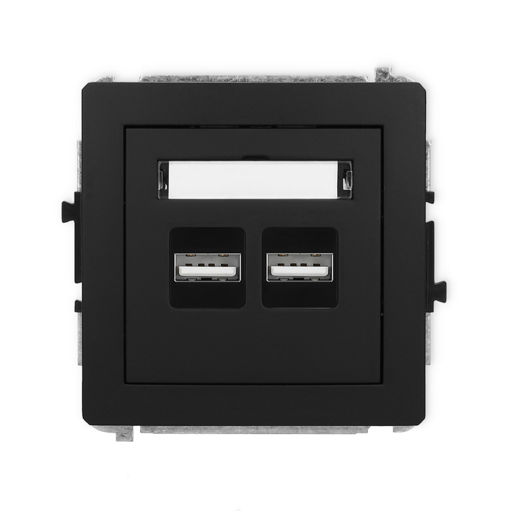Mechanizm ładowarki USB podwójnej 2xUSB A, 15,5W max., 5V, 3.1A podtynkowy IP 20, 100-240V ~, 50/60Hz DECO czarny mat - 12DCUSB-6 - KARLIK