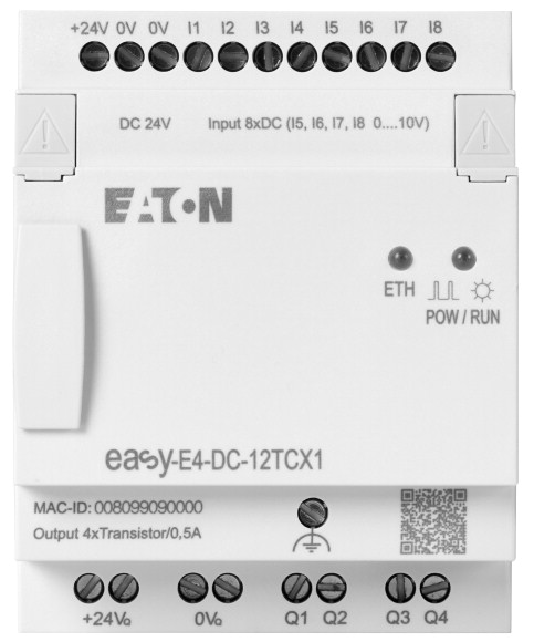 EASYE4 24VDC, 8DI(4AI), 4DO-T, BEZ WYŚW. EASY-E4-DC-12TCX1 - 197214 - EATON