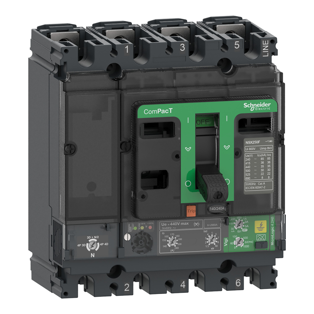 ComPacT NSX, wyłącznik NSX160F 36kA AC 4P4D 160A 4.2 AB - C16F44B160 - SCHNEIDER ELECTRIC