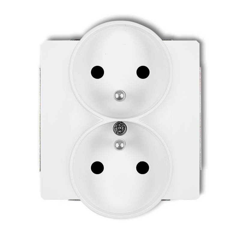 Mechanizm gniazda podwójnego do ramki z uziemieniem 2x(2P+Z) (przesłony torów prądowych) podtynkowy IP 20, 16A 250V~ DECO biały mat - 25DGPR-2zp - KARLIK