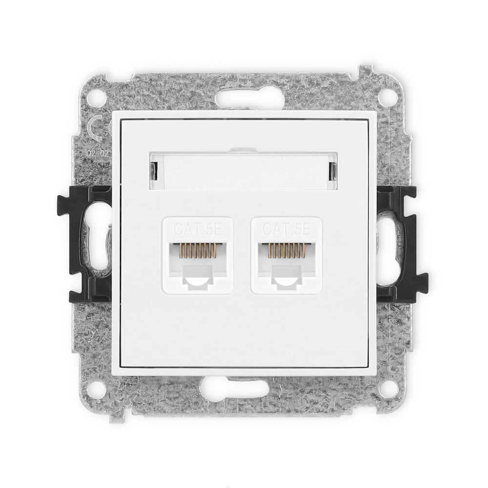Mechanizm gniazda komputerowego podwójnego 2xRJ45, kat. 5e, 8-stykowy podtynkowy IP 20 ICON biały - IGK-2 - KARLIK