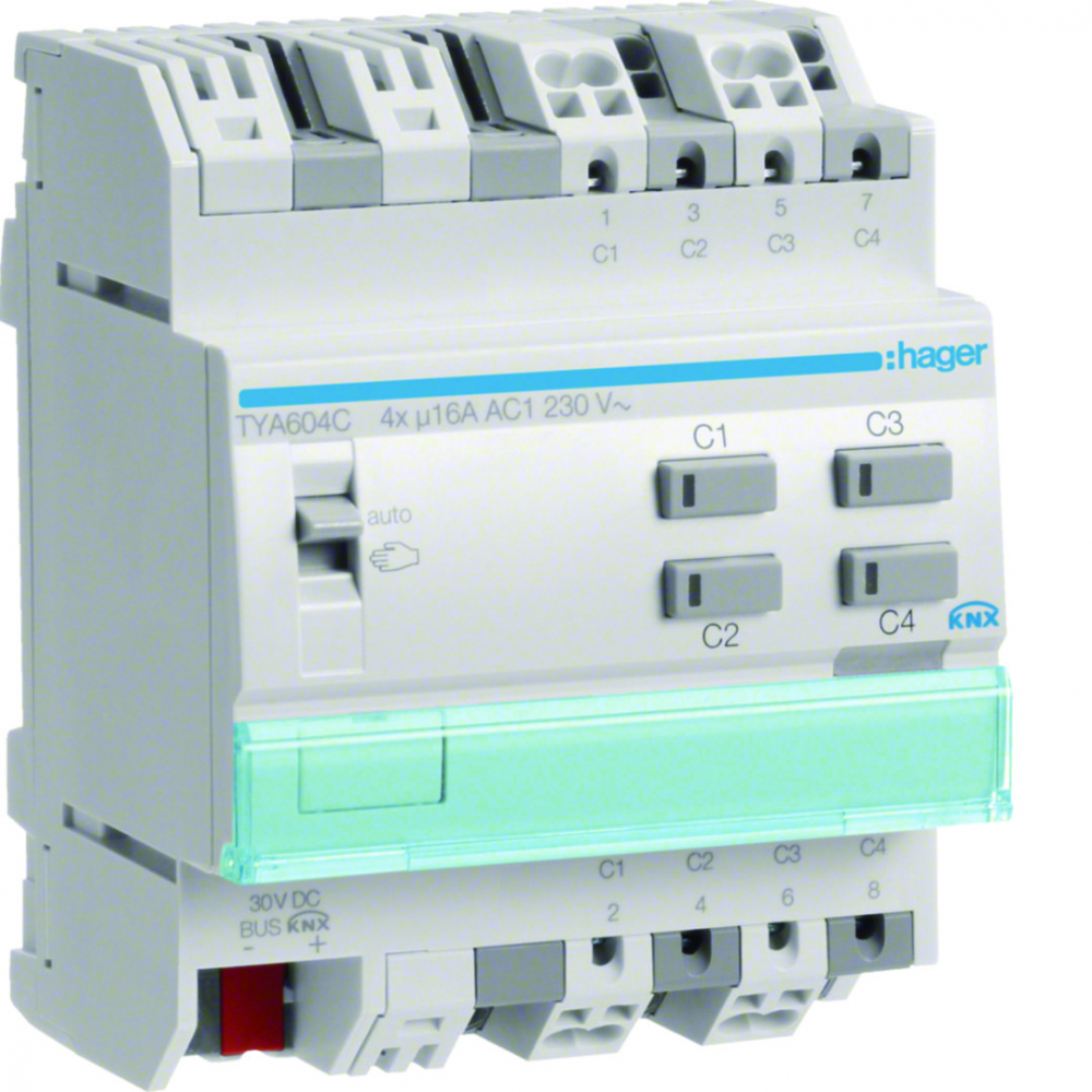 WYJŚCIE BINARNE POCZWÓRNE 16A 4 MODUŁY KNX - TYA604C - HAGER