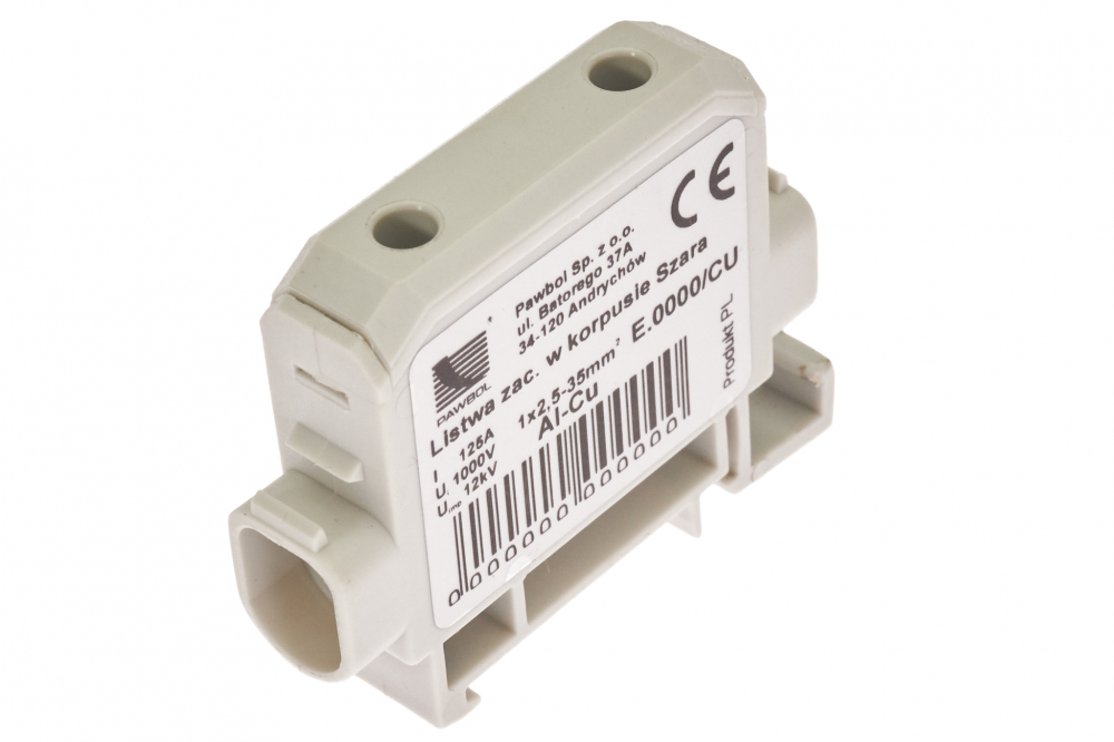 Listwa zac. w korpusie 1x2,5-35 szara AL/CU 12 - E.4145/CU - PAWBOL