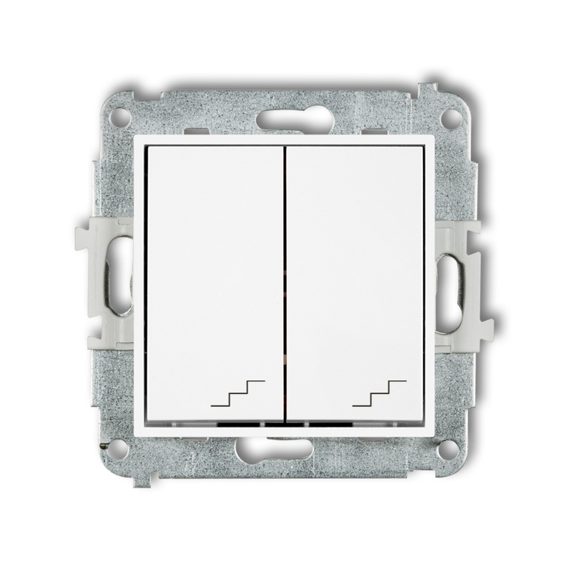 Mechanizm łącznika podwójnego schodowego podtynkowy IP 20 / IP 44, 10AX 250V~ MINI biały mat - 25MWP-33 - KARLIK