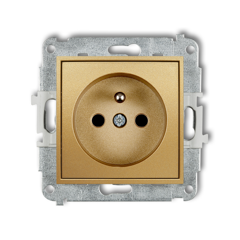 Mechanizm gniazda pojedynczego z uziemieniem 2P+Z (przesłony torów prądowych) podtynkowy IP 20, 16A 250V~ ICON złoty - 29IGP-1zp - KARLIK