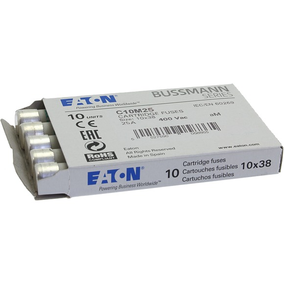 WKŁADKA CYLINDRYCZNA 10 X 38 MM 25A AM 500V AC C10M25 - C10M25 - EATON