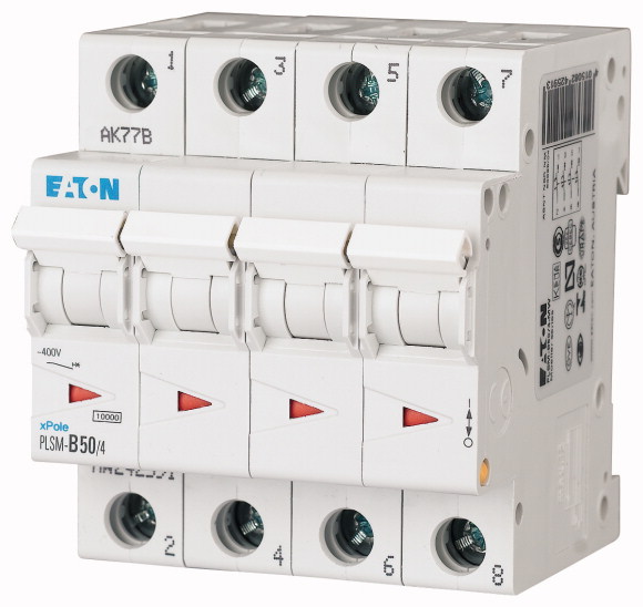 WYŁĄCZNIK NADPRĄDOWY 10KA, IN=50A, CHAR. C, 4-BIEG. SERIA PLSM PLSM-C50/4-MW - 242617 - EATON