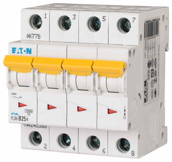 WYŁĄCZNIK NADPRĄDOWY 10KA, IN=25A, CHAR. B, 4-BIEG. SERIA PLSM PLSM-B25/4-MW - 242588 - EATON