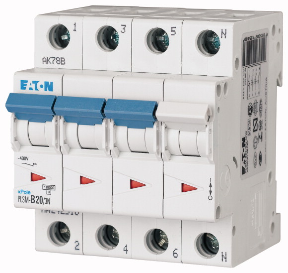 WYŁĄCZNIK NADPRĄDOWY 10KA, IN=20A, CHAR. C, 3+N BIEG. SERIA PLSM PLSM-C20/3N-MW - 242544 - EATON