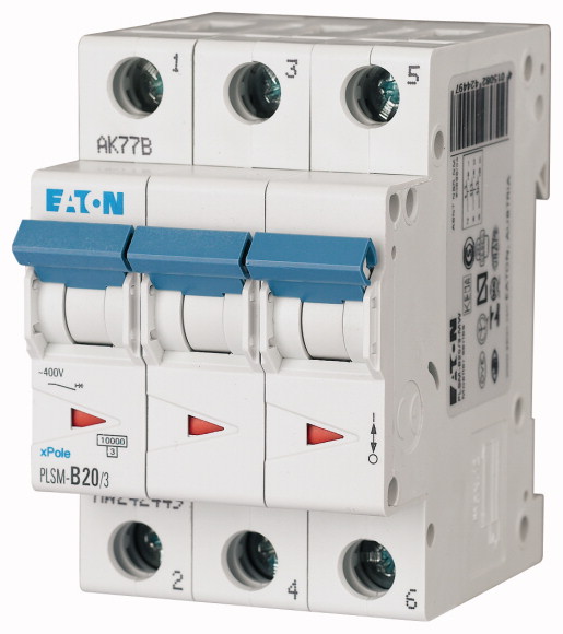 WYŁĄCZNIK NADPRĄDOWY 10KA, IN=20A, CHAR. D, 3-BIEG. SERIA PLSM PLSM-D20/3-MW - 242498 - EATON