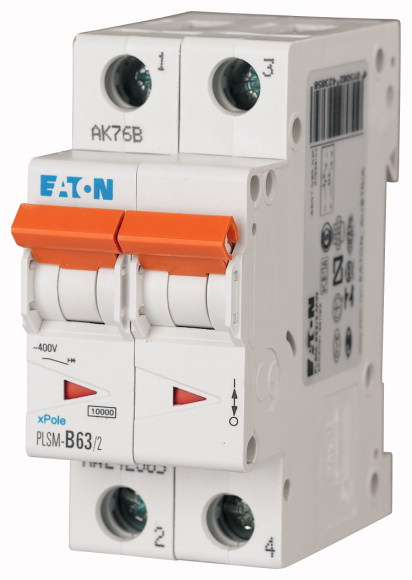 WYŁĄCZNIK NADPRĄDOWY 10KA, IN=63A, CHAR. B, 2-BIEG. SERIA PLSM PLSM-B63/2-MW - 242385 - EATON