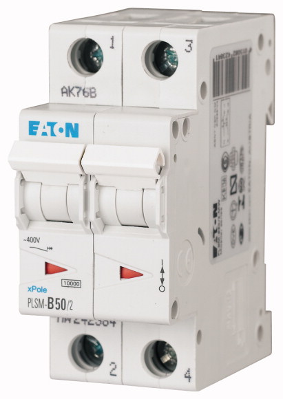 WYŁĄCZNIK NADPRĄDOWY 10KA, IN=50A, CHAR. B, 2-BIEG. SERIA PLSM PLSM-B50/2-MW - 242384 - EATON