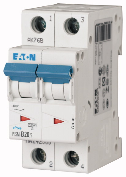 WYŁĄCZNIK NADPRĄDOWY 10KA, IN=20A, CHAR. B, 2-BIEG. SERIA PLSM PLSM-B20/2-MW - 242380 - EATON