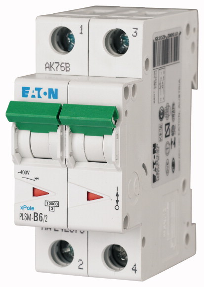 WYŁĄCZNIK NADPRĄDOWY 10KA, IN=6A, CHAR. D, 2-BIEG. SERIA PLSM PLSM-D6/2-MW - 242422 - EATON