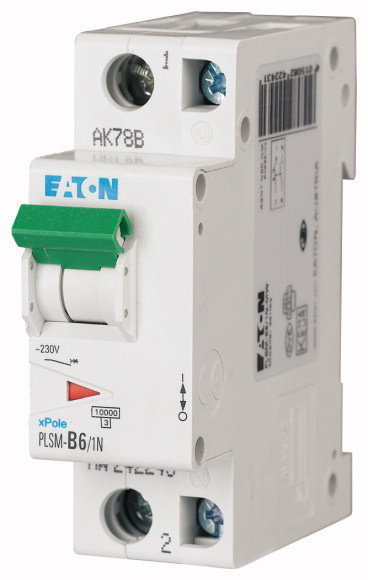 WYŁĄCZNIK NADPRĄDOWY 10KA, IN=6A, CHAR. C, 1+N BIEG. SERIA PLSM PLSM-C6/1N-MW - 242266 - EATON