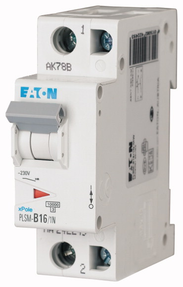 WYŁĄCZNIK NADPRĄDOWY 10KA, IN=16A, CHAR. B, 1+N BIEG. SERIA PLSM PLSM-B16/1N-MW - 242249 - EATON