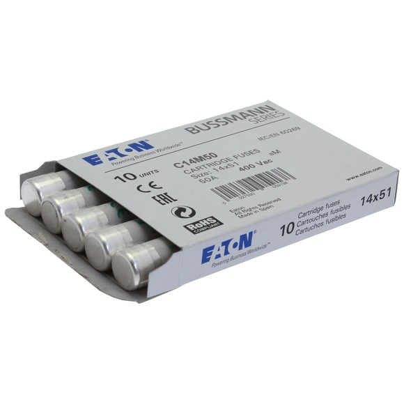 WKŁADKA CYLINDRYCZNA 14 X 51 MM 50A AM 400V AC C14M50 - C14M50 - EATON