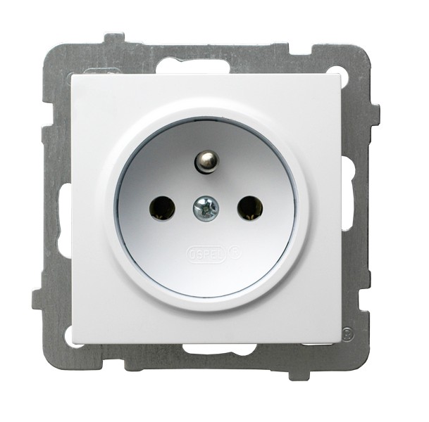 Gniazdo pojedyncze z uziemieniem produkt zawiera szkło fosforanowo-srebrowe 16A/250~, IP-20, zaciski gwintowe BIAŁY AS ANTYBAKTERYJNY - GP-1GAZ/m/00 - OSPEL