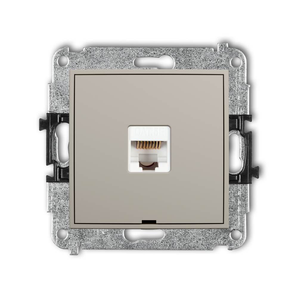 Mechanizm gniazda komputerowego pojedynczego 1xRJ45, kat. 5e, 8-stykowy, bez pola opisowego podtynkowy IP 20 MINI taupe - 60MGKBO-1 - KARLIK