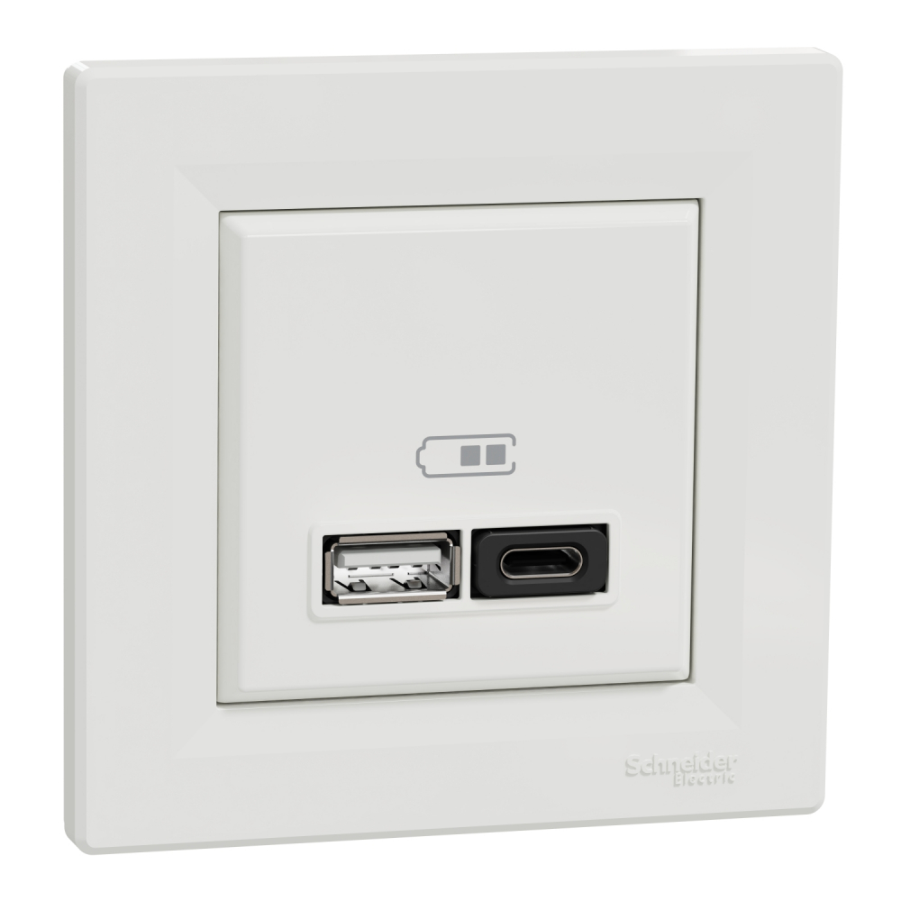 Gn. ładowania USB A+C 45W PD, białe - EPH2700421 - SCHNEIDER ELECTRIC