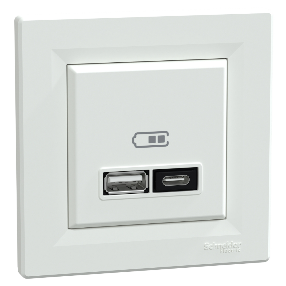 Gn. ładowania USB A+C 21W PD, białe - EPH2700521 - SCHNEIDER ELECTRIC