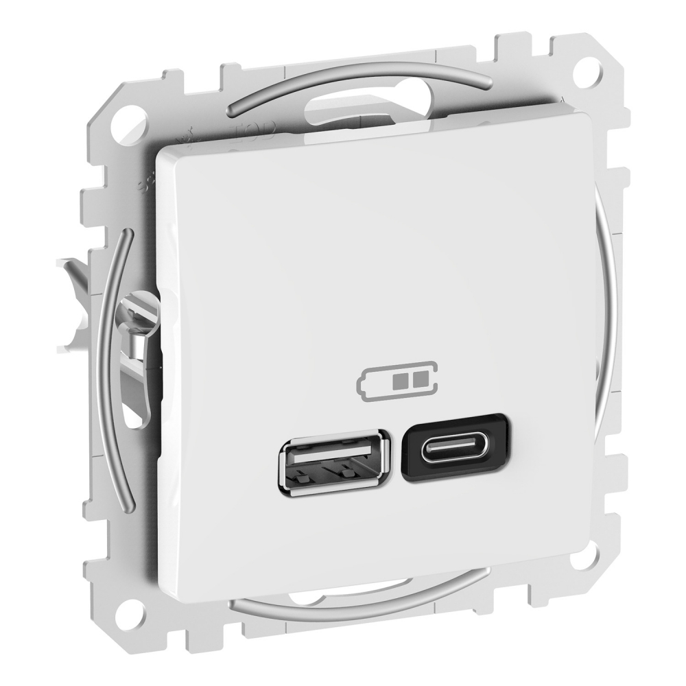 Gniazdo ładowania USB A+C 45W PD, białe - SDD111404 - SCHNEIDER ELECTRIC