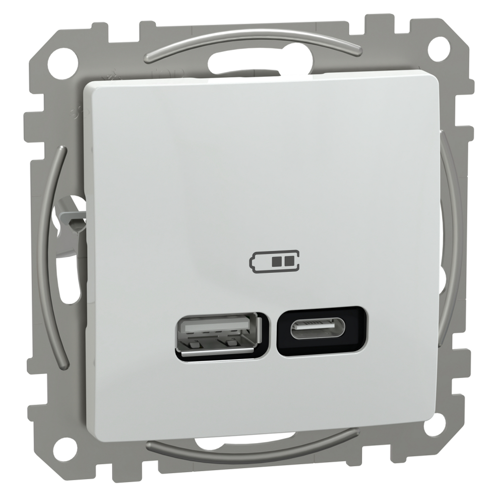 Gn. ładowania USB A+C 21W PD, białe - SDD111405 - SCHNEIDER ELECTRIC