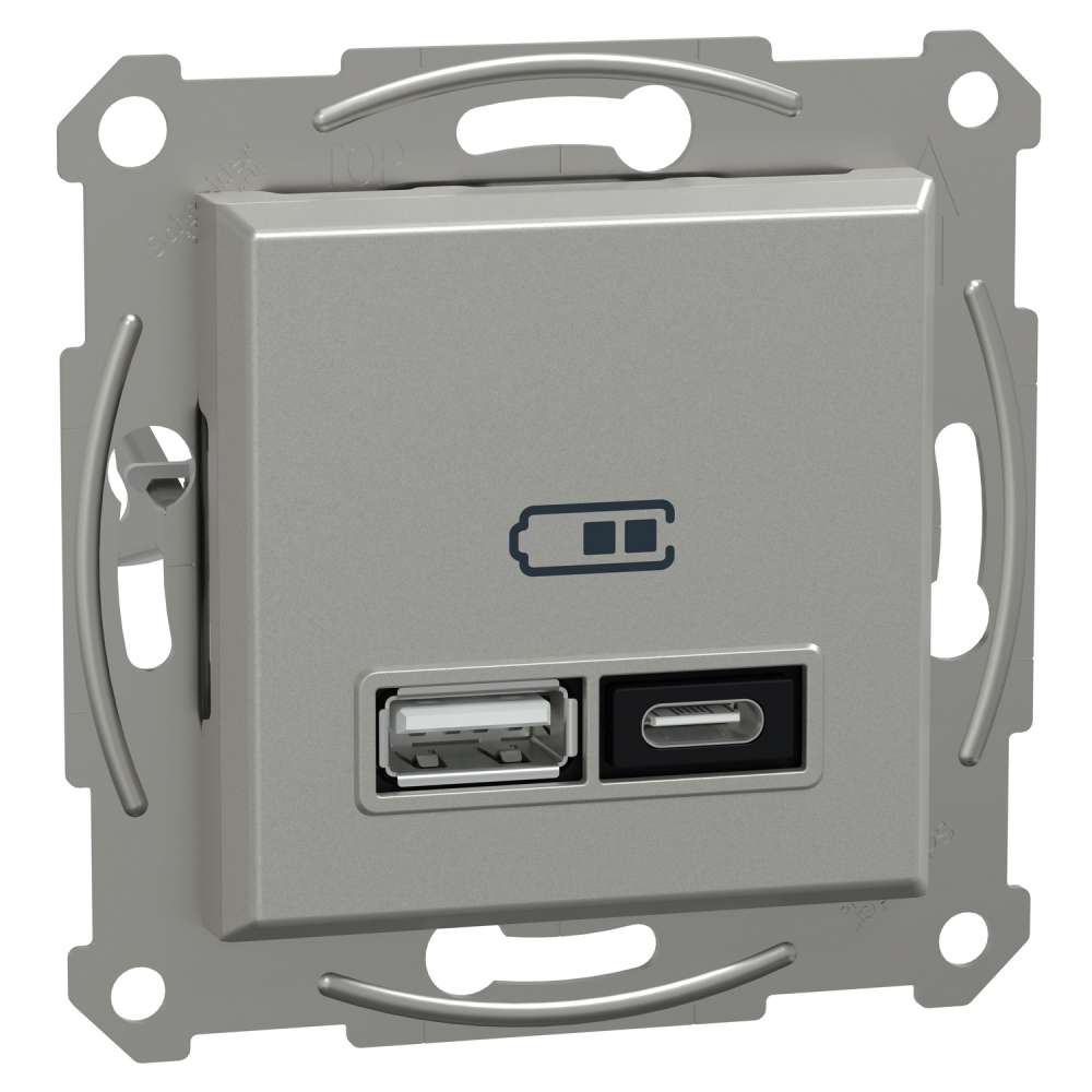 Gn. ładowania USB A+C 21W PD, aluminium - EPH2700561 - SCHNEIDER ELECTRIC