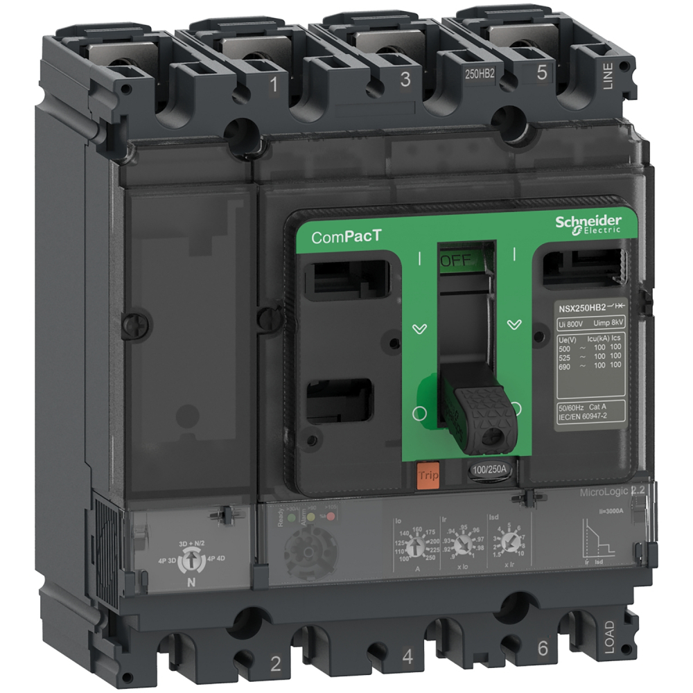NSX160F 36kA AC 4P4D 160A 2.2 - C16F42D160 - SCHNEIDER ELECTRIC